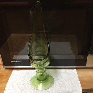 Vintage MCM Bischoff glass lime green vase